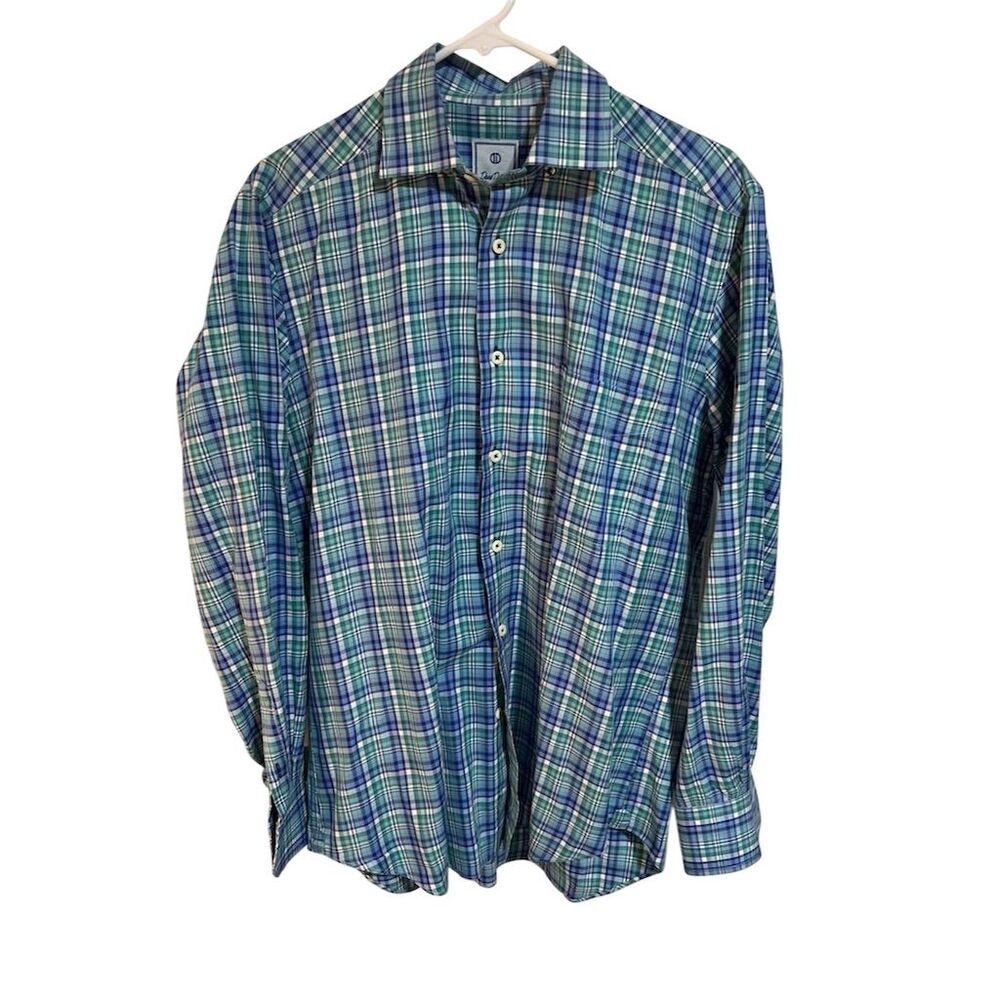 David Donahue Men's L Plaid Long Sleeve Button-Up Shirt Multicolor